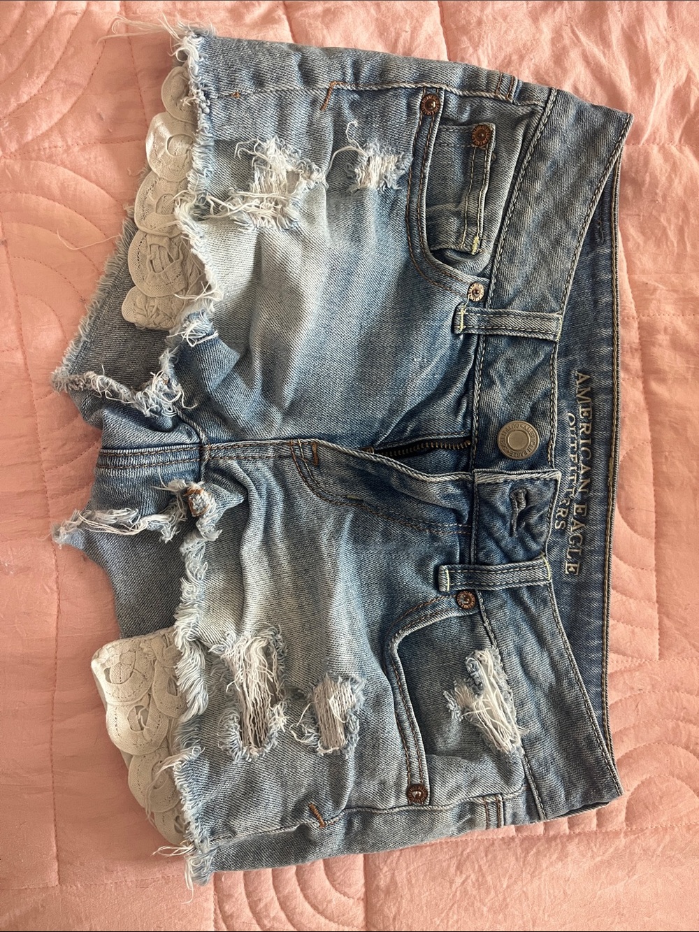 Y2k American Eagle Low Waisted Distressed Denim Shorts